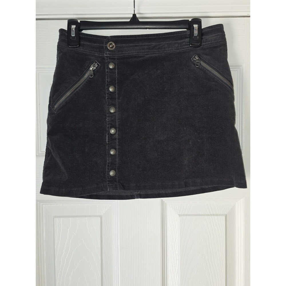 Kuhl Streamline Womens Skirt Corduroy Size 4 Gray Hiking Outdoor Snap Front Mini